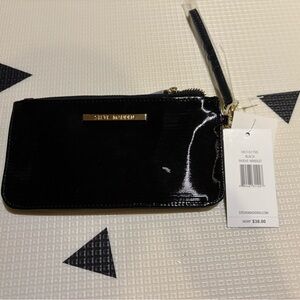 Steve Madden Black Patent Wristlet with Gold Hardware